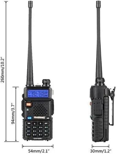 Vista 4 de Baofeng UV-5R Jamón Radio bidireccional de doble banda 144-148/420-450Mhz, Nicama Walkie Talkie 1800mAh batería de iones de litio (paquete de 2)
