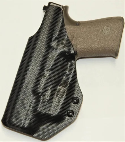 Vista 2 de REVKEL Funda IWB moldeada Kydex personalizada para Smith & Wesson M&P Shield 9/40 con riel táctico de recuperación y mini valquiria Olight Pl-2.