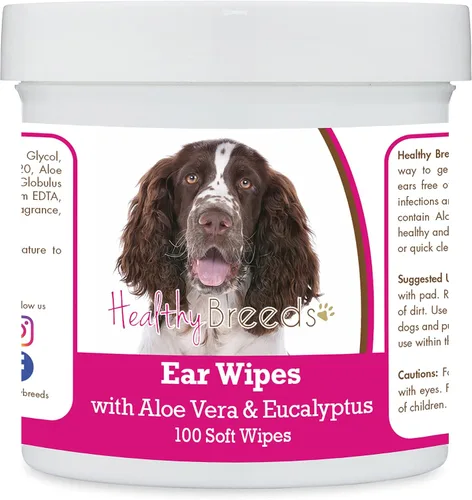 Vista 39 de Healthy Breeds Affenpinscher Toallitas de limpieza de oídos con aloe y eucalipto para perros, 100