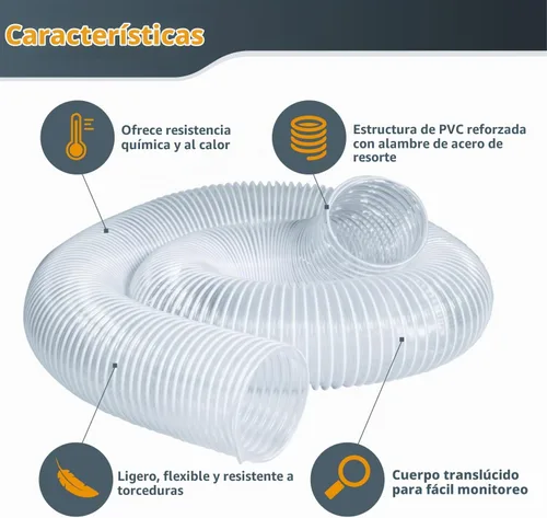 Vista 3 de POWERTEC Manguera de recolección de polvo de 4" x 5' con 2 abrazaderas de manguera de llave para sierra de mesa, sierra de cinta, cepilladora
