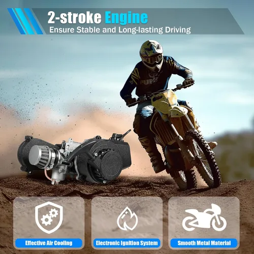 Vista 3 de Motor de 2 tiempos de 49 cc, kit de motor de 2 tiempos, un solo cilindro refrigerado por aire, kit de motor de mini bicicleta, kit de motor