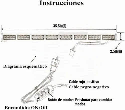 Vista 8 de Luces estroboscópicas LED de 36 pulgadas, amarillas, intermitentes, advertencia de seguridad, barra de luz estroboscópica de emergencia, precaución