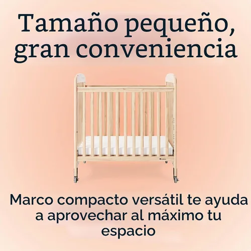 Vista 5 de Foundations Serenity - Cuna compacta Clearview para guardería, lado fijo, construcción de madera duradera, tablero de colchón ajustable, paneles