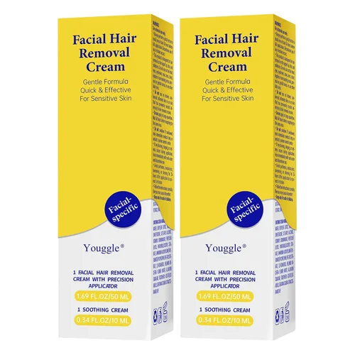 Vista 8 de Depilación facial de 5 minutos para mujeres, sin dolor y suave, crema de depilación de piel sensible con crema calmante para mentón, labio superior