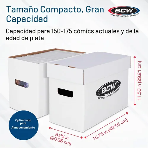 Vista 3 de BCW Cajas de almacenamiento de cómics cortas, capacidad para 150-175 cómics