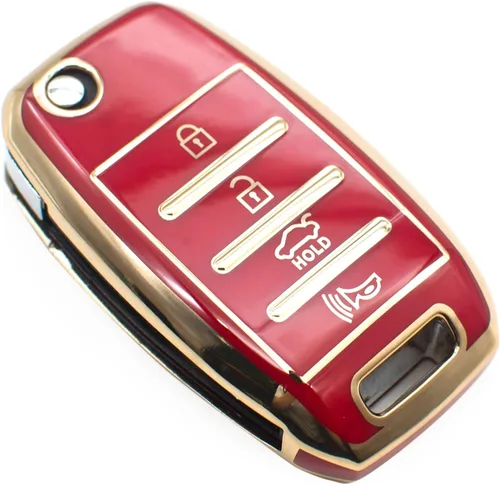 Vista 6 de FEYOUN - Funda de poliuretano termoplástico con 4 botones inteligentes para la llave a control remoto del automóvil; funda compatible