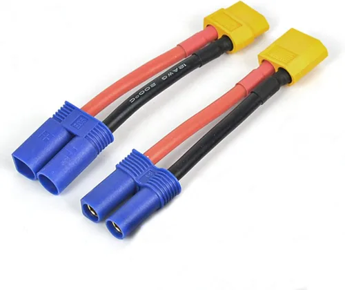 Vista 2 de 2 pares EC5 a XT60 conector macho hembra adaptador de conversión de enchufe con 2.0 in 12 AWG cable de alambre para RC Hobby Modelo FPV Drone Car