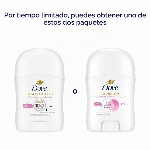 Vista 3 de Dove Advanced Care - Desodorante antitranspirante en barra para mujer, paquete de 36 unidades, acabado transparente, tamaño de prueba y viaje, 0.5