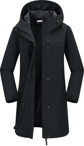 Vista 10 de 33,000ft Abrigos largos impermeables para mujer con malla transpirable con capucha, chaqueta de lluvia con capucha, gabardina, rompevientos Azul