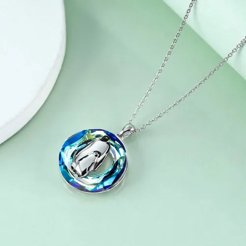 Vista 2 de ONEFINITY Penguin Necklace Gifts for Women 925 Sterling Silver Crystal Penguin Mother and Baby Pendant Jewelry for Penguin Lovers Gifts