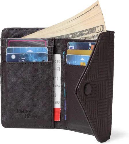 Vista 6 de Daisy Rose Trifold RFID - Cartera de cuero vegano de PU para tarjetero, organizador pequeño