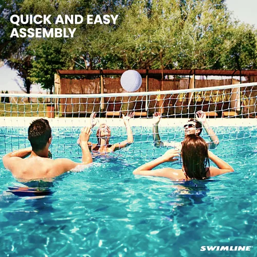 Vista 4 de SWIMLINE Juego original de red de voleibol de piscina con pelota ajustable de hasta 34 pies de ancho para niños y adultos 2 bases estables