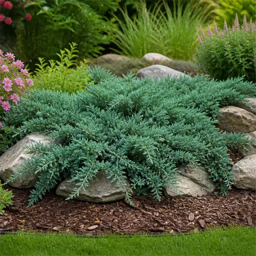 Vista 2 de Blue Rug Juniper - 30 plantas vivas - Contenedor de 4 pulgadas de bajo mantenimiento Evergreen cubierta de suelo