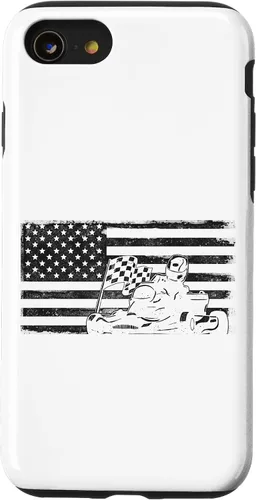 Vista 18 de iPhone 16 Go Kart Racing American Flag Vintage Case