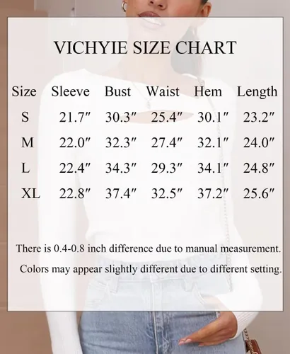 Vista 2 de VICHYIE Ropa de otoño para mujer, de una pieza, recortada, de manga larga, acanalada, ajustada, ajustada