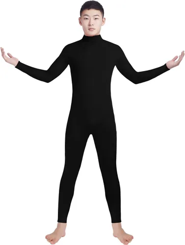 Vista 2 de Shinningstar Zentai Unitard - Body de manga larga con cuello alto y elastano para hombre