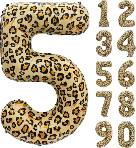 Vista 15 de Decoraciones de globos de letras de feliz cumpleaños con estampado de Estampado de leopardo