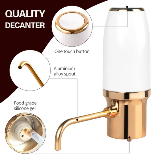 Vista 6 de Aireador de vino eléctrico, accesorios de vino aireación para entusiastas principiantes, boquilla de aireador de vino, regalos de vino, dispensador