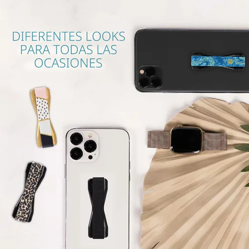 Vista 4 de LOVEHANDLE Paquete de 2 agarraderas originales para teléfono, correa y base negras