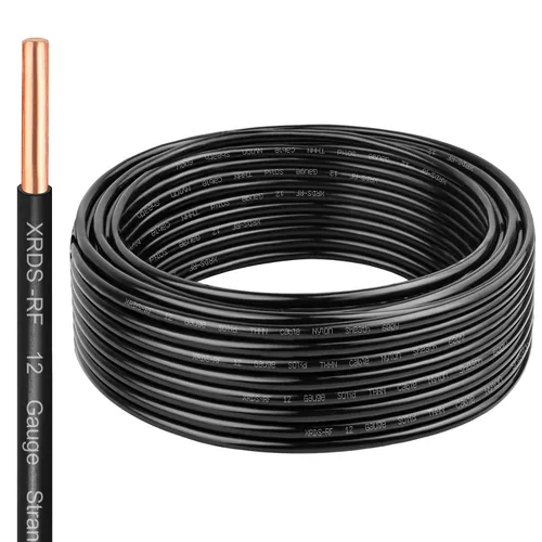 Vista 12 de Cable THHN 25 pies, Conductor Único de Cobre Desnudo, Cable Eléctrico Rojo 10AWG, Cable de Construcción Sólida de 600V con Funda de Nylon