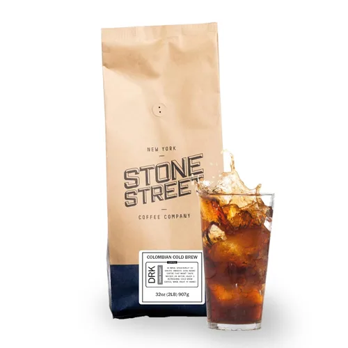 Vista 9 de Café frío Stone Street, mezcla fuerte y suave, café de grano entero, tostado oscuro, origen único colombiano, 1 libra.