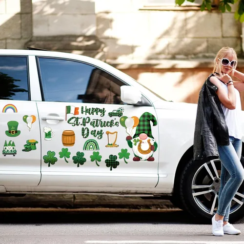 Vista 5 de 25 piezas de imanes de refrigerador de gnomos del Día de San Patricio Adhesivos magnéticos de decoración de fiesta irlandesa de trébol