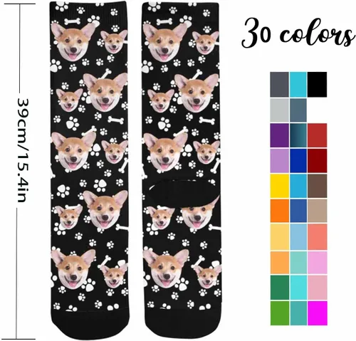 Vista 3 de D-Story Calcetines personalizados con foto fabricados en Estados Unidos, divertidos calcetines personalizados, regalos lindos personalizados