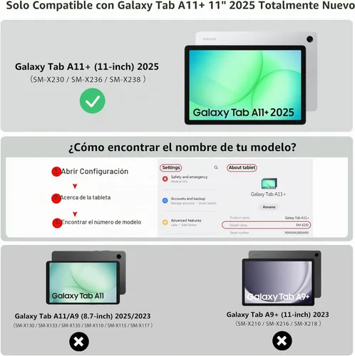 Vista 2 de TiMOVO Funda transparente para Samsung Galaxy Tab A11+/A11 Plus de 11 transparente (A-Clear)