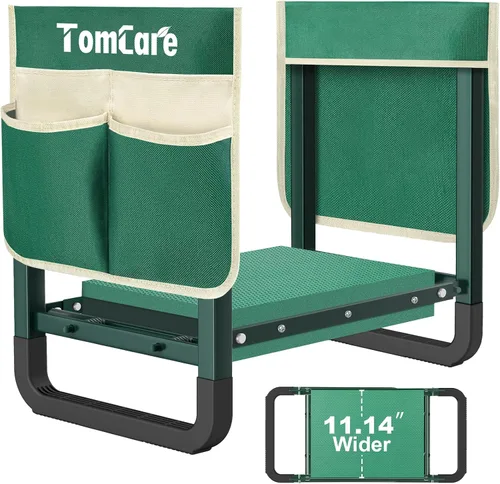 Vista 14 de TomCare Rodillero y asiento de jardín de 11.14 pulgadas más ancho, más grande, suave, con 2 bolsas de herramientas grandes, taburete de jardín