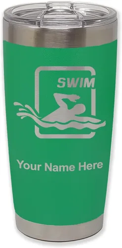 Vista 12 de LaserGram Vaso aislado al vacío de 20 onzas, para natación, grabado personalizado incluido (negro) Engraved Gift for Swimmers, Vacuum Insulated