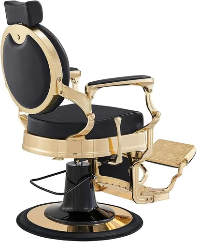 Vista 6 de Dir Silla de peluquería hidráulica resistente con marco dorado Princeton