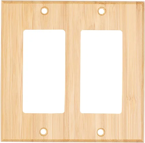 Vista 13 de 10 piezas de placa de interruptor de luz de salida de doble agujero de madera de 4.5 x 2.76 pulgadas, placa de pared de madera cruda, cubierta