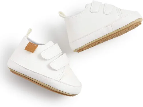 Vista 5 de SOFMUO Zapatos deportivos de piel sintética para bebés, niños y niñas, con suela de goma suave, mocasines Oxford para recién nacidos