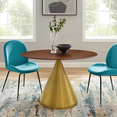 Vista 25 de Modway Tupelo - Mesa de comedor cuadrada de 28 pulgadas, color dorado y blanco