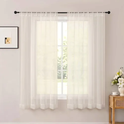 Vista 12 de OWENIE White Sheer Curtains 96 Inches Long 2 Panels for Living Room 52 Wide