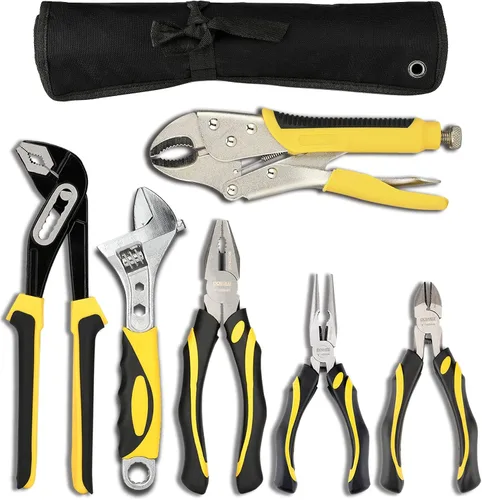 Vista 10 de DOWELL Juego de alicates de 4 piezas, combinación de 8 y 10 pulgadas, alicates para juntas de bloqueo y ranura, llave ajustable, bolsa