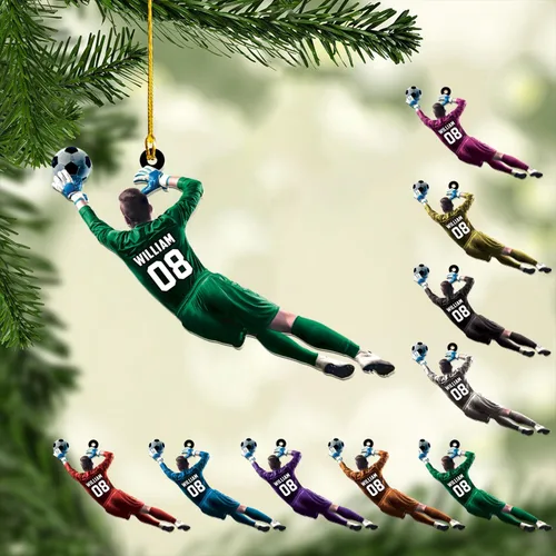 Vista 10 de Adorno plano de Navidad personalizado 2024, adorno de fútbol para niños, decoración de árbol de Navidad, regalos para jugadores de fútbol