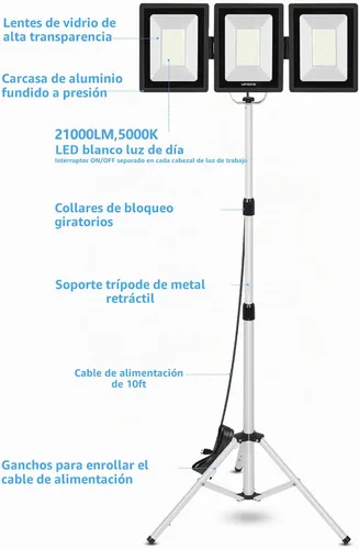 Vista 2 de UFOND 21000LM LED Work Light with Stand, Foldable Worklight 3 Brightness