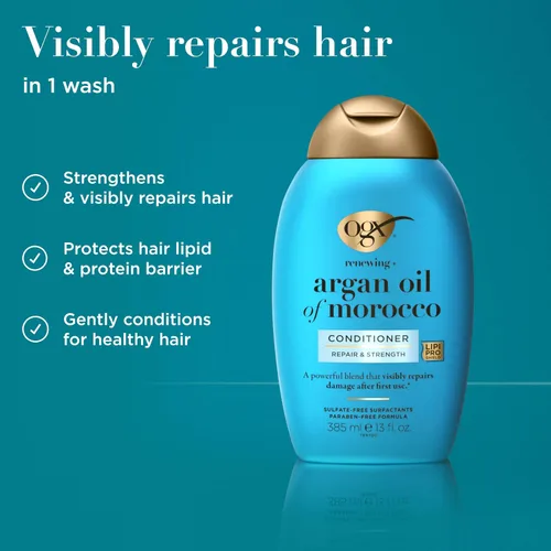 Vista 3 de Acondicionador renovador OGX con aceite de Argán de Marruecos, 13 oz