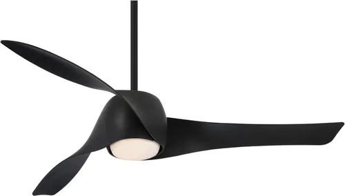 Vista 5 de MINKA-AIRE F803DL-LN Artemis Ventilador de techo LED de 3 paletas de 58 pulgadas con acabado de níquel líquido con cristal de ópalo grabado