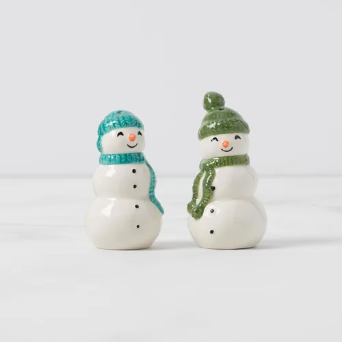Vista 2 de Lenox 895171 Balsam Lane - Juego de sal y pimienta de muñeco de nieve, 2 piezas, alojamiento navideño y festivo