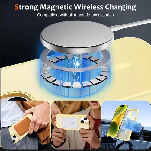Vista 900 de Anuck - Funda magnética para iPhone 11 compatible con MagSafe, carcasa trasera mate translúcida dura, borde de TPU, delgada, resistente a impactos