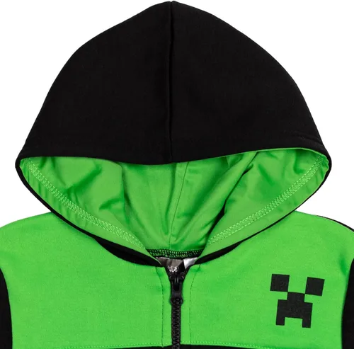 Vista 3 de Minecraft Mobs Creeper - Sudadera con capucha de forro polar con media cremallera