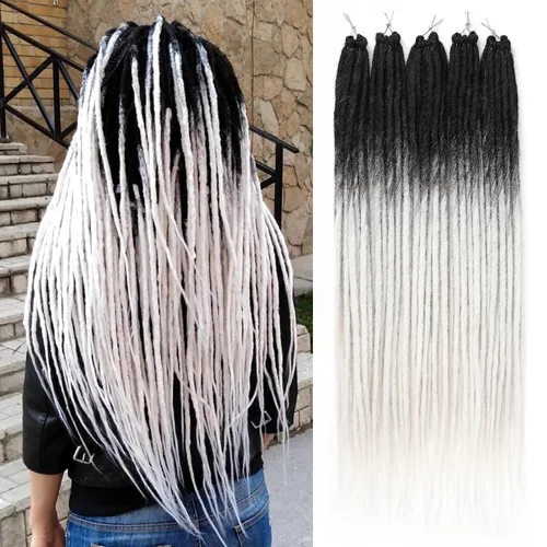 Vista 41 de Leeven Extensiones de Rastas Sintéticas de Doble Punta de 24 Pulgadas 30 Hebras Rastas Boho 613 Rubio 3 Estilos Mixtas Onduladas Rizadas DE Rastas