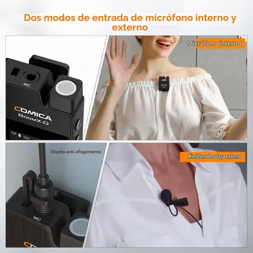 Vista 6 de COMICA BoomX-D2 Micrófono Lavalier inalámbrico dual para iPhone y cámara