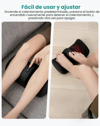 Vista 5 de Nekteck Masajeador de pies con calor y rodillo para pies, masajeador Shiatsu de pantorrilla y pierna para circulación y alivio del dolor