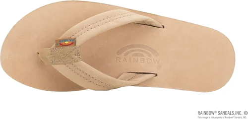 Vista 3 de Rainbow - Sandalias de cuero para hombre, doble capa con arco y banda ancha