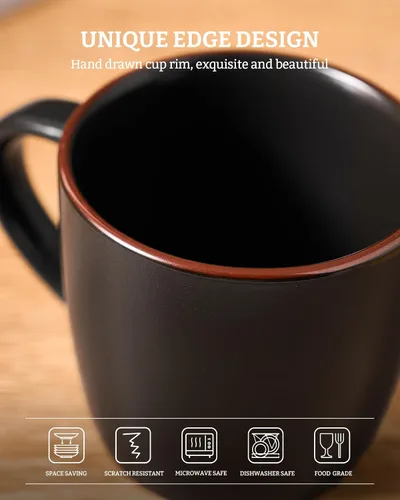 Vista 6 de famiware Mercury - Tazas de café de 13 onzas, juego de 4 tazas de café con asa, tazas para café con leche, té caliente, capuchino, moca, cacao, negro