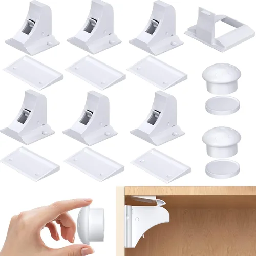 Vista 12 de AOSITE - Cerraduras magnéticas de seguridad para niños, paquete de 4 cerraduras magnéticas para cajones de cocina con adhesivo, sin taladrar ni