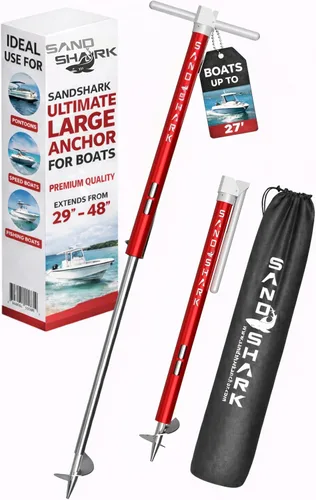 Vista 11 de Ancla SandShark - Ancla de tornillo premium para barco, ancla para barco de pontón, poste de ancla para agua poco profunda de acero inoxidable